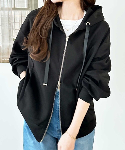 GeeRA(ジーラ)の「柔らかダンボールダブルジップアップパーカー(パーカー・レディース・アイボリー/ブラック・MEDIUM/LARGE)」の2枚目の写真