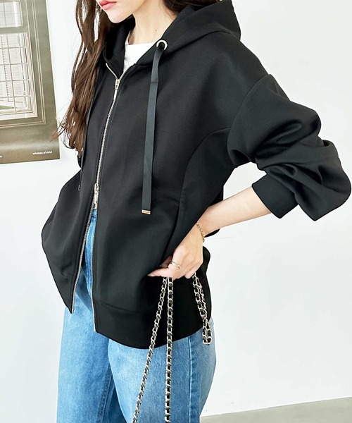 GeeRA(ジーラ)の「柔らかダンボールダブルジップアップパーカー(パーカー・レディース・アイボリー/ブラック・MEDIUM/LARGE)」の14枚目の写真