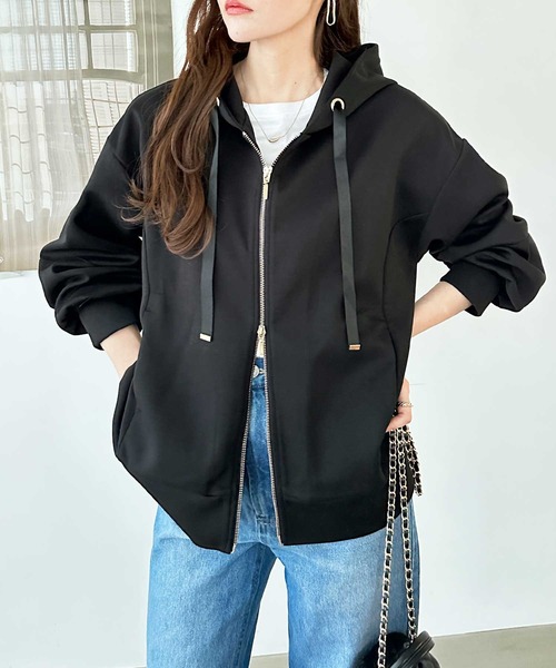 GeeRA(ジーラ)の「柔らかダンボールダブルジップアップパーカー(パーカー・レディース・アイボリー/ブラック・MEDIUM/LARGE)」の11枚目の写真