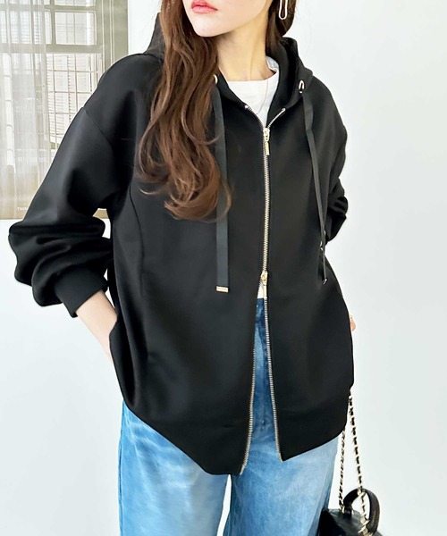 GeeRA(ジーラ)の「柔らかダンボールダブルジップアップパーカー(パーカー・レディース・アイボリー/ブラック・MEDIUM/LARGE)」の13枚目の写真