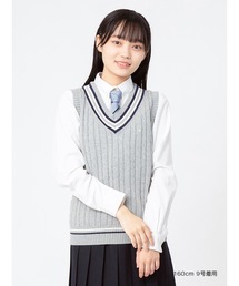 EASTBOY（イーストボーイ）の「ベスト 綿 7G ケーブル＆ライン入り スクール ニット 中学生 高校生（ベスト・キッズ）」