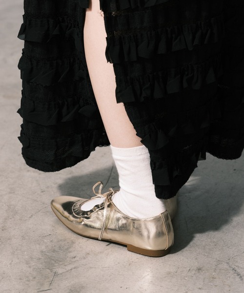 CIAOPANIC（チャオパニック）の「ギャザーリボンフラットパンプス（パンプス・レディース・ブラック/ゴールド・36/37/38/39）」の14枚目の写真