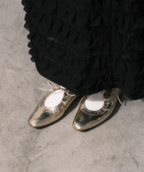CIAOPANIC（チャオパニック）の「ギャザーリボンフラットパンプス（パンプス・レディース・ブラック/ゴールド・36/37/38/39）」の12枚目の写真