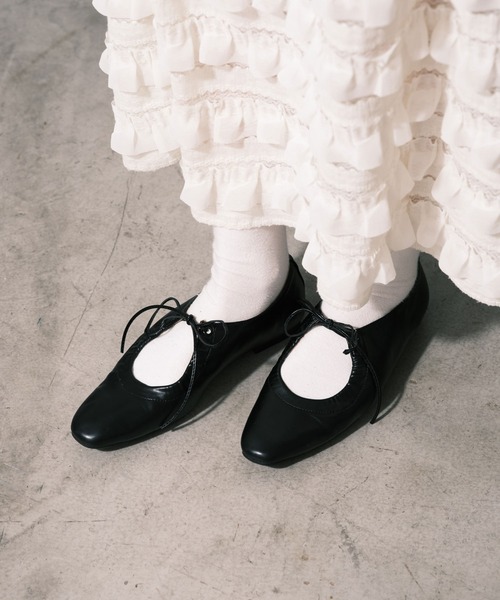 CIAOPANIC（チャオパニック）の「ギャザーリボンフラットパンプス（パンプス・レディース・ブラック/ゴールド・36/37/38/39）」の3枚目の写真