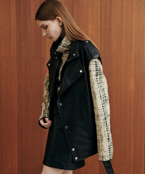 LE CIEL BLEU ルシェルブルー ラムレザー ライダースジャケット 36