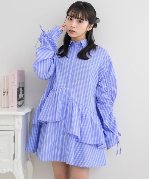 ems excite(エムズエキサイト)の「袖ドロストイレヘムチュニック(ワンピース・レディース・ホワイト/ピンク/ブルー系その他・FREE)」の17枚目の写真