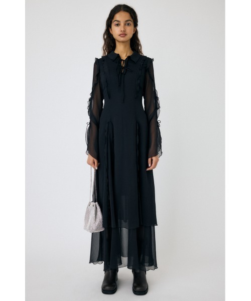 MOUSSY(マウジー)の「CHIFFON MELLOW MAXI ドレス(ワンピース・レディース・オレンジ系その他/アイボリー/ブラック・1/2)」の5枚目の写真