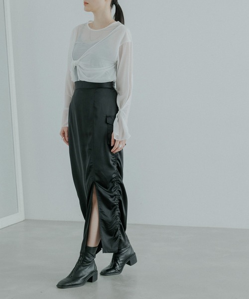CE'E_SE'E（シーシー）の「[サイズ展開あり]サイドシャーリングカーゴスカート（スカート・レディース・ブラック/カーキ/ベージュ・M/S）」の10枚目の写真