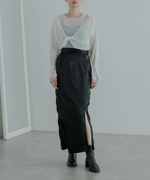 CE'E_SE'E（シーシー）の「[サイズ展開あり]サイドシャーリングカーゴスカート（スカート・レディース・ブラック/カーキ/ベージュ・M/S）」の11枚目の写真