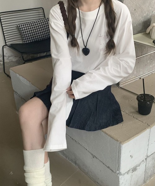 LYEON（リヨン）の「バックハートプリントルーズロンT（Tシャツ/カットソー・レディース・ブラック/オフホワイト・FREE）」の3枚目の写真