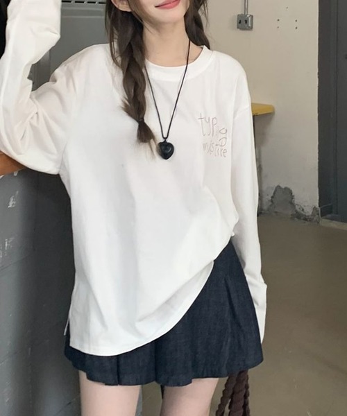 LYEON（リヨン）の「バックハートプリントルーズロンT（Tシャツ/カットソー・レディース・ブラック/オフホワイト・FREE）」の4枚目の写真