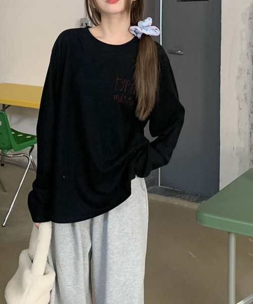 LYEON（リヨン）の「バックハートプリントルーズロンT（Tシャツ/カットソー・レディース・ブラック/オフホワイト・FREE）」の5枚目の写真