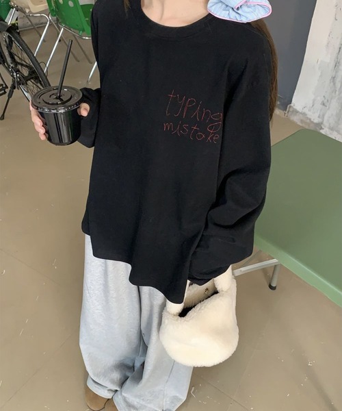 LYEON（リヨン）の「バックハートプリントルーズロンT（Tシャツ/カットソー・レディース・ブラック/オフホワイト・FREE）」の8枚目の写真