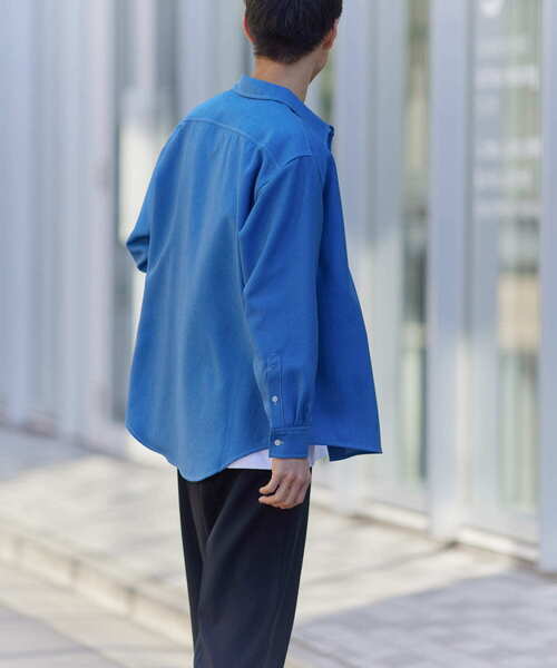 ITEMS URBANRESEARCH(アイテムズ アーバンリサーチ)の「『イージーケア/UVカット』シンセティックデニム コントラストステッチシャツ(シャツ/ブラウス・メンズ・ライトブルー/ネイビー・MEDIUM/LARGE)」の7枚目の写真