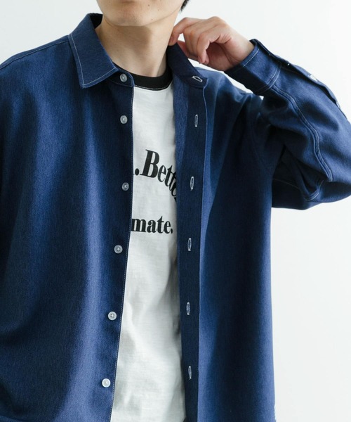 ITEMS URBANRESEARCH(アイテムズ アーバンリサーチ)の「『イージーケア/UVカット』シンセティックデニム コントラストステッチシャツ(シャツ/ブラウス・メンズ・ライトブルー/ネイビー・MEDIUM/LARGE)」の16枚目の写真