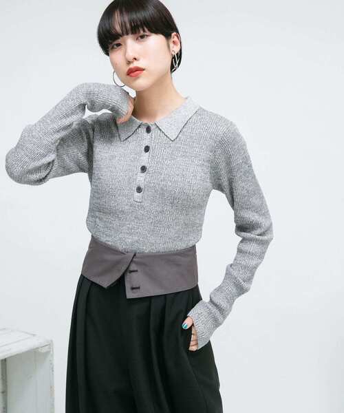 KBF（ケイビーエフ）の「ロングスリーブポロニット（ニット/セーター