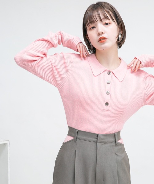 KBF（ケイビーエフ）の「ロングスリーブポロニット（ニット/セーター