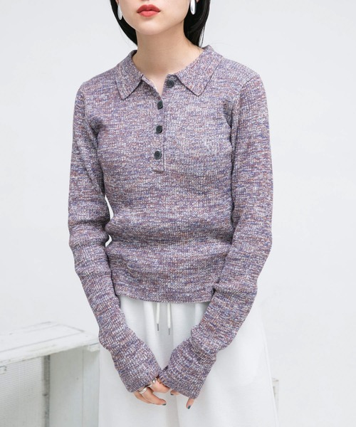 KBF（ケイビーエフ）の「ロングスリーブポロニット（ニット/セーター・レディース・グレー系その他/ピンク系その他/ブルー系その他・ONE）」の22枚目の写真