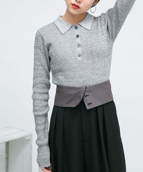 KBF（ケイビーエフ）の「ロングスリーブポロニット（ニット/セーター