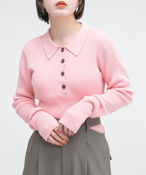 KBF（ケイビーエフ）の「ロングスリーブポロニット（ニット/セーター・レディース・グレー系その他/ピンク系その他/ブルー系その他・ONE）」の12枚目の写真