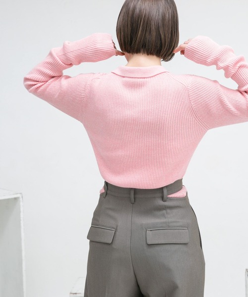 ケービーエフ KBF ロングテールアンゴラ混切替リブニット♪