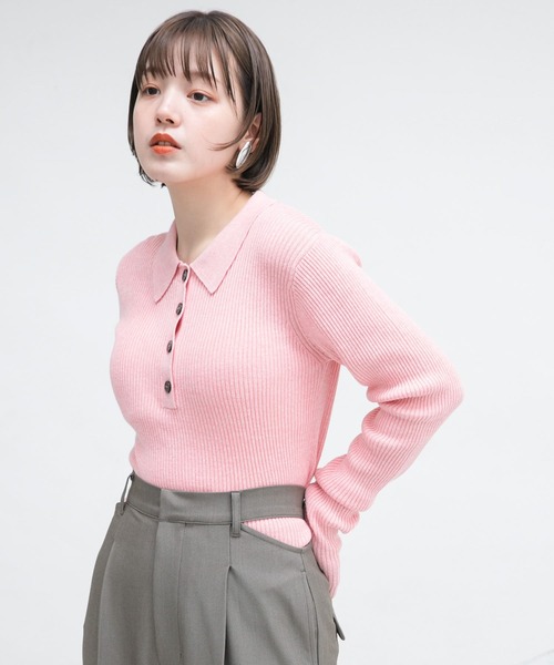KBF（ケイビーエフ）の「ロングスリーブポロニット（ニット/セーター