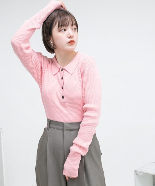 ケービーエフ KBF ロングテールアンゴラ混切替リブニット♪