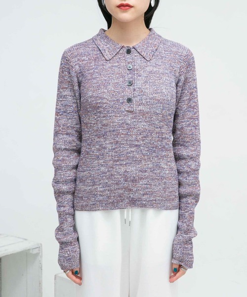 KBF（ケイビーエフ）の「ロングスリーブポロニット（ニット/セーター・レディース・グレー系その他/ピンク系その他/ブルー系その他・ONE）」の8枚目の写真