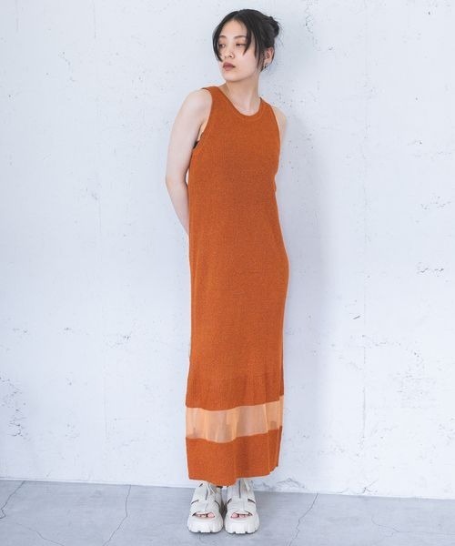 JEANASIS（ジーナシス）の「ミニブークレニットNSワンピース/115855（ワンピース・レディース・ブラック/グレー/オレンジ/レッド・FREE）」の4枚目の写真