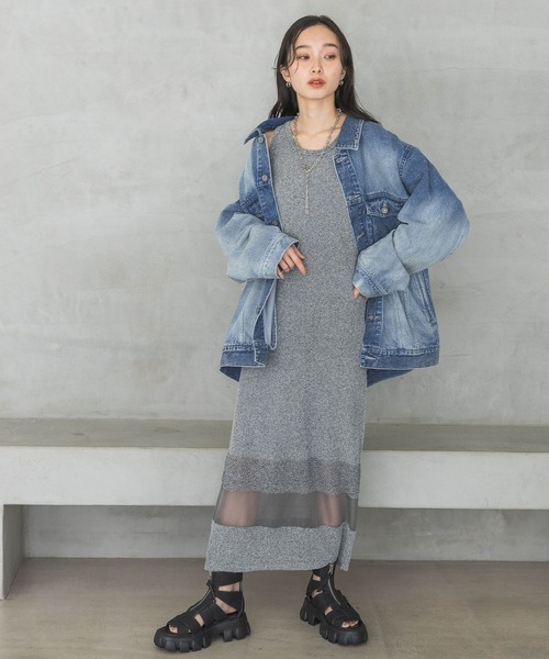 JEANASIS（ジーナシス）の「ミニブークレニットNSワンピース/115855（ワンピース・レディース・ブラック/グレー/オレンジ/レッド・FREE）」の16枚目の写真