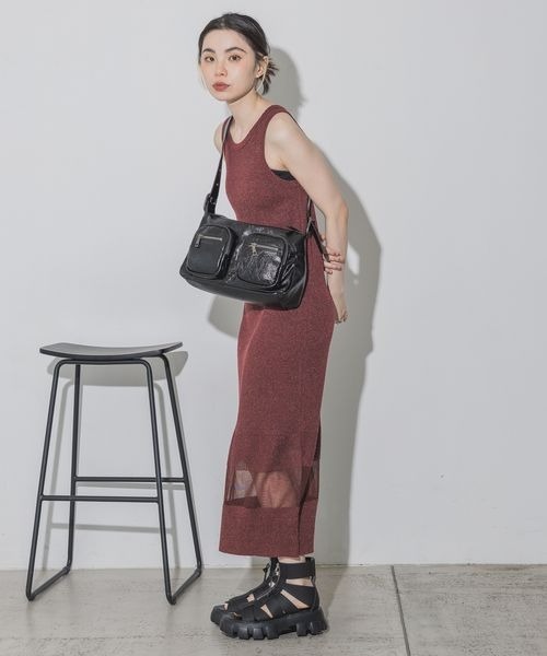 JEANASIS（ジーナシス）の「ミニブークレニットNSワンピース/115855（ワンピース・レディース・ブラック/グレー/オレンジ/レッド・FREE）」の5枚目の写真