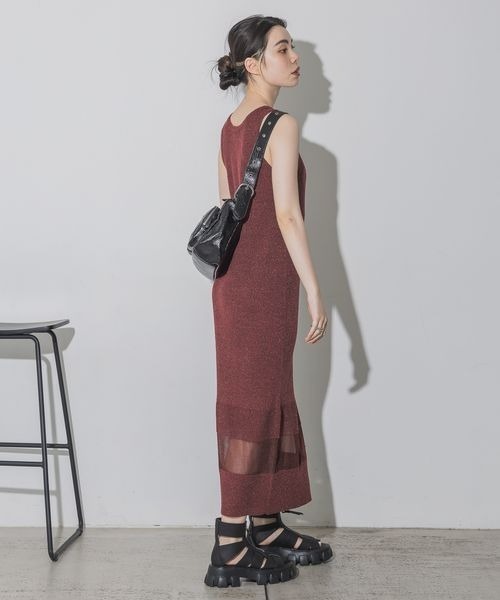 JEANASIS（ジーナシス）の「ミニブークレニットNSワンピース/115855（ワンピース・レディース・ブラック/グレー/オレンジ/レッド・FREE）」の7枚目の写真