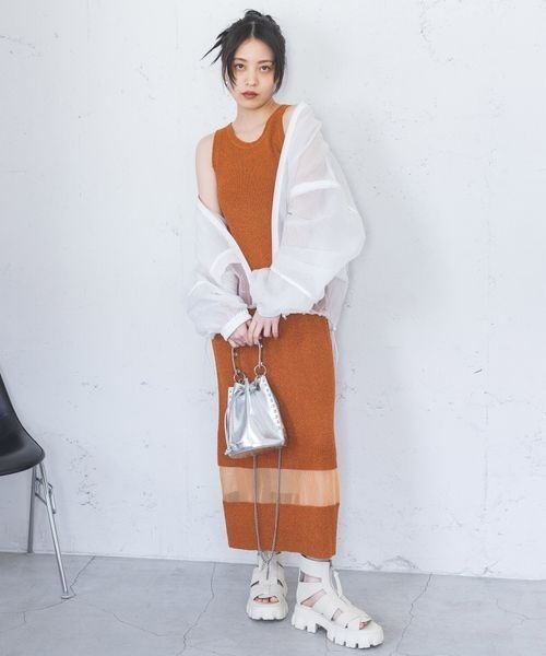 JEANASIS（ジーナシス）の「ミニブークレニットNSワンピース/115855（ワンピース・レディース・ブラック/グレー/オレンジ/レッド・FREE）」の8枚目の写真