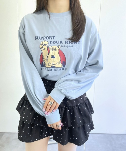 LAC-VERT（ラック・ヴェール）の「ベアプリントロンＴ（Tシャツ/カットソー・レディース・ブラック/オフホワイト/チャコールグレー/ライトブルー・FREE）」の19枚目の写真