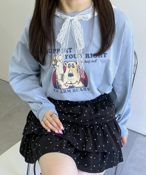 LAC-VERT（ラック・ヴェール）の「ベアプリントロンＴ（Tシャツ/カットソー・レディース・ブラック/オフホワイト/チャコールグレー/ライトブルー・FREE）」の20枚目の写真