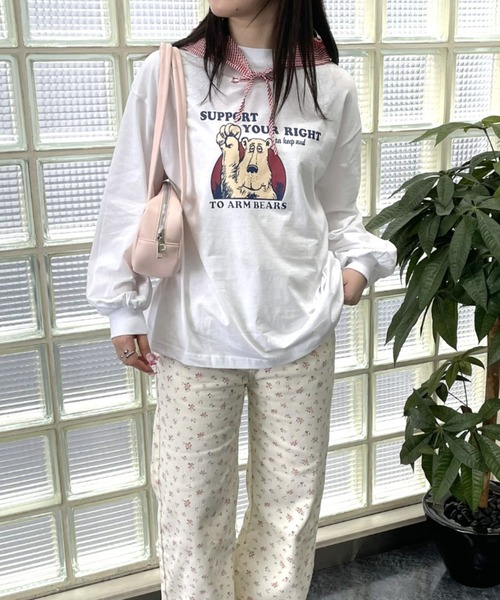 LAC-VERT（ラック・ヴェール）の「ベアプリントロンＴ（Tシャツ/カットソー・レディース・ブラック/オフホワイト/チャコールグレー/ライトブルー・FREE）」の17枚目の写真