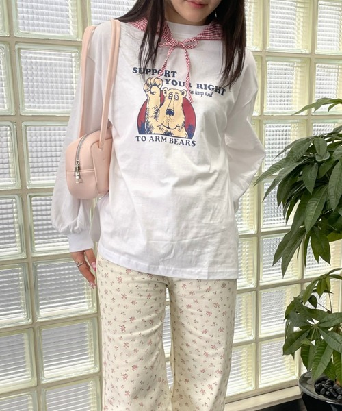 LAC-VERT（ラック・ヴェール）の「ベアプリントロンＴ（Tシャツ/カットソー・レディース・ブラック/オフホワイト/チャコールグレー/ライトブルー・FREE）」の16枚目の写真