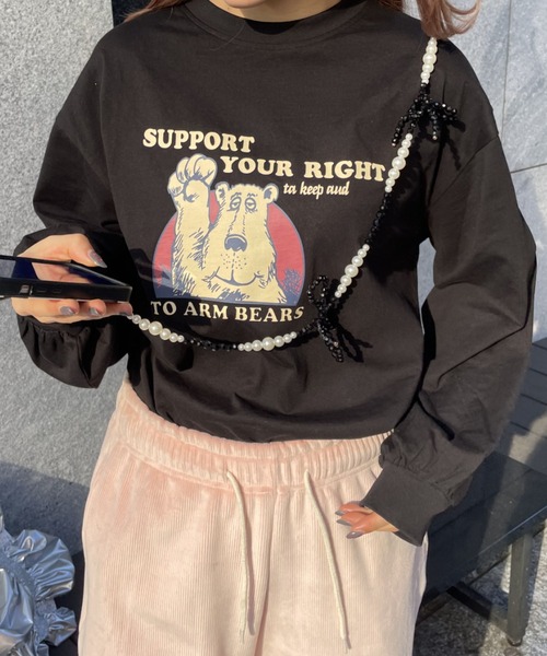 LAC-VERT（ラック・ヴェール）の「ベアプリントロンＴ（Tシャツ/カットソー・レディース・ブラック/オフホワイト/チャコールグレー/ライトブルー・FREE）」の9枚目の写真