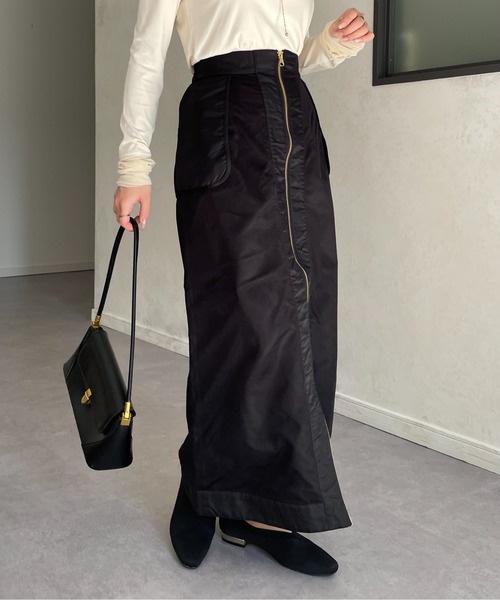 Thevon(ゼボン)の「メッシュドッキングミリタリーナロースカート(スカート・レディース・カーキ/ブラック・FREE)」の2枚目の写真