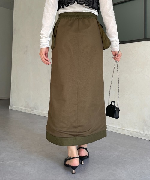 Thevon(ゼボン)の「メッシュドッキングミリタリーナロースカート(スカート・レディース・カーキ/ブラック・FREE)」の3枚目の写真