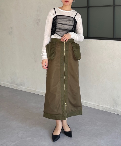 Thevon(ゼボン)の「メッシュドッキングミリタリーナロースカート(スカート・レディース・カーキ/ブラック・FREE)」の18枚目の写真