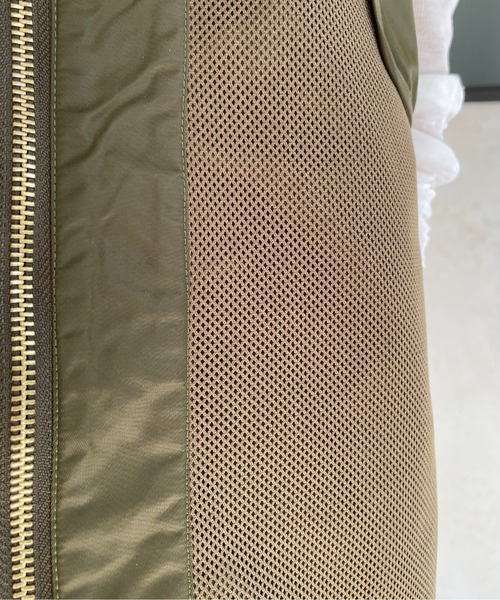 Thevon(ゼボン)の「メッシュドッキングミリタリーナロースカート(スカート・レディース・カーキ/ブラック・FREE)」の13枚目の写真