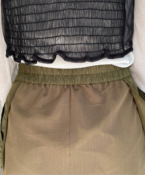 Thevon(ゼボン)の「メッシュドッキングミリタリーナロースカート(スカート・レディース・カーキ/ブラック・FREE)」の12枚目の写真