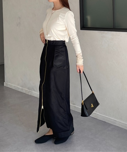 Thevon(ゼボン)の「メッシュドッキングミリタリーナロースカート(スカート・レディース・カーキ/ブラック・FREE)」の6枚目の写真