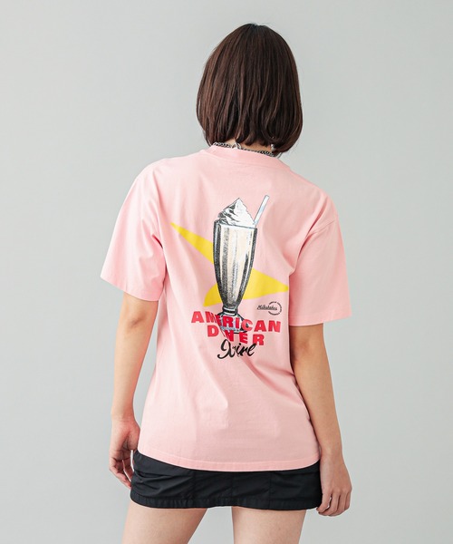 X-girl（エックスガール）の「MILK SHAKE S/S TEE（Tシャツ/カットソー・レディース・ライトピンク/ホワイト/チャコール・S/M/L/XL）」の3枚目の写真