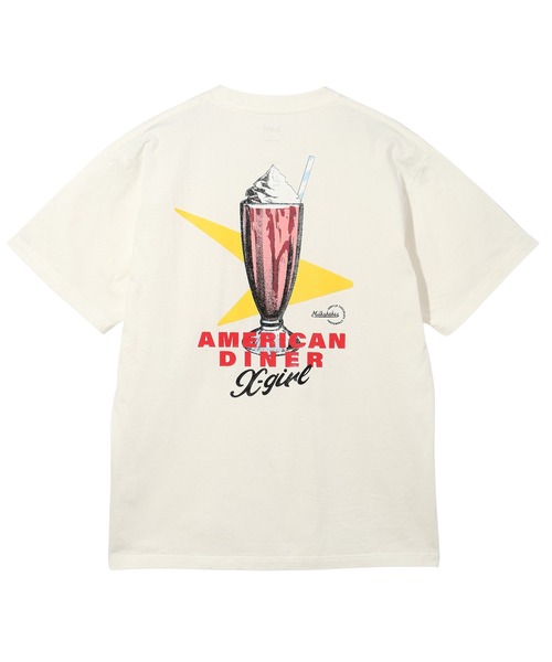 X-girl（エックスガール）の「MILK SHAKE S/S TEE（Tシャツ/カットソー・レディース・ライトピンク/ホワイト/チャコール・S/M/L/XL）」の13枚目の写真