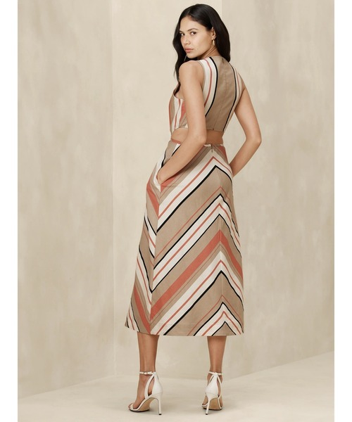 BANANA REPUBLIC リネン　ブレンドカットアウトミディワンピース BANANA REPUBLIC FACTORY STORE リネンブレンドカットアウト