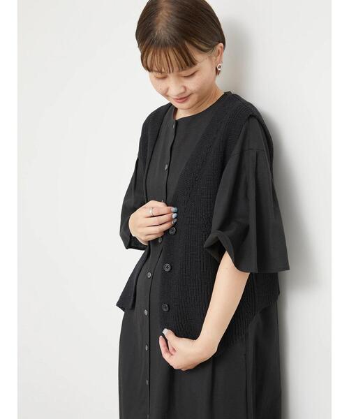 sm2rhythm（サマンサモスモスリズム）の「柄編みニットベスト（ベスト・レディース・キナリ/ベージュ/ブラック・F）」の3枚目の写真