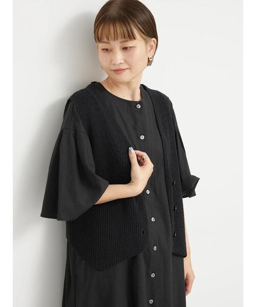 sm2rhythm（サマンサモスモスリズム）の「柄編みニットベスト（ベスト・レディース・キナリ/ベージュ/ブラック・F）」の10枚目の写真