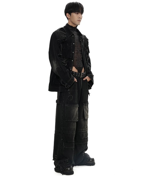 Masonprince 24ss オーバーサイズ ダメージ加工 デニムジャケット Masonprince 24ss オーバーサイズ ダメージ加工 デニムジャケット